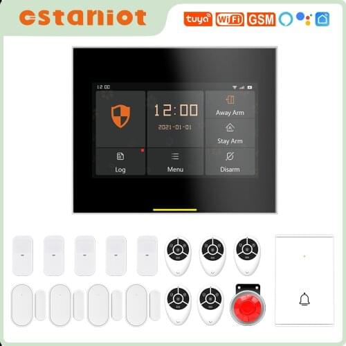 Ostaniot 433MHz Tuya GSM Wireless WiFi House Security Alarm Kits with Doorbell Support Alexa & Smart Life Built-in 10 Languages