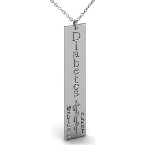 Ufine Personalized name or words Medical Alert Diabetes Bar Medical ID Necklace cooper high quality pendant necklace N2102