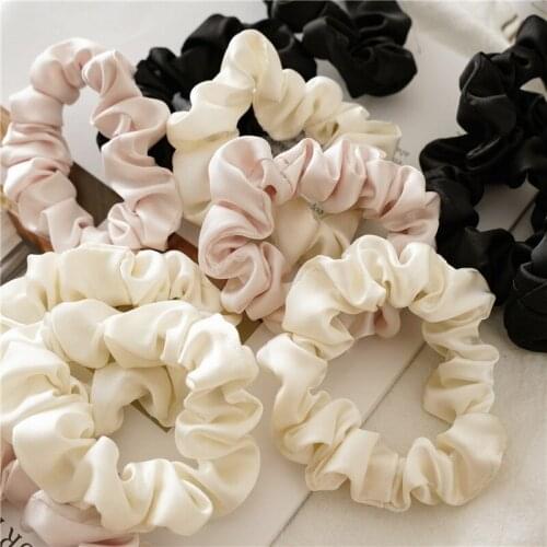 5pcs Satin Silk Solid Color Scrunchies Elastic Hair Bands 2021 New Women Girls Hair Accessories Ponytail Holder Hair Ties Rope