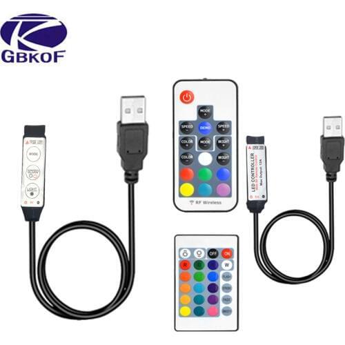 RGB Controller For DC 5V USB LED Strip Light 3 Key / 24 Key IR Remote / 17 Key Wireless RF Controller Home TV Decoration