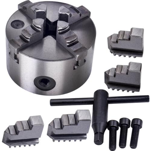 K12-100 100mm 4 Jaw Self Centering Chuck for Lathe Milling Screws Wrench Jaws