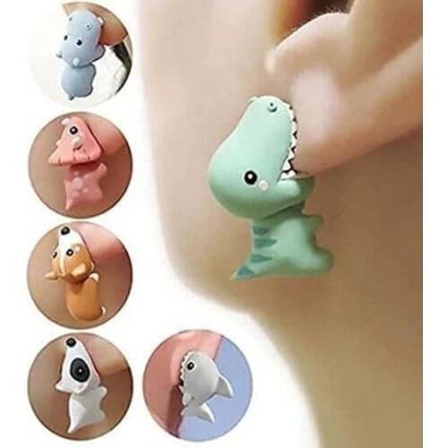 1 Pair Cute Animal Bite Earring Cartoon Soft Clay Animal Earrings Tyrannosaurus Bite Earrings Dinosaur Earrings Party Fun Gift
