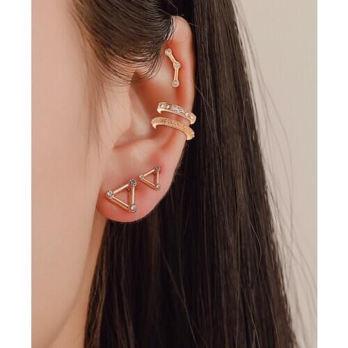 2020 New 5PCS Stud Earrings for Women Vintage Geometric Punk Style Earring Set Gold Color Ear Cuffs Female