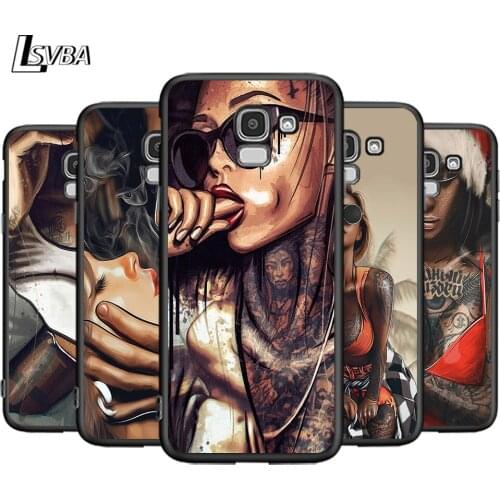 Sexy Sleeve Tattoo Girl For Samsung Galaxy J2 J3 J4 Core J5 J6 J7 J8 Prime duo Plus 2018 2017 2016 Silicone Phone Cover