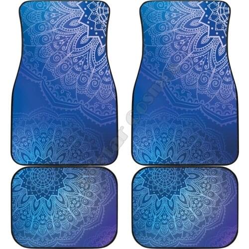 Blue Mandalas Car FLoor Mats 3D Printed Pattern Mats Fit for Most Car Anti Slip Cheap Colorful