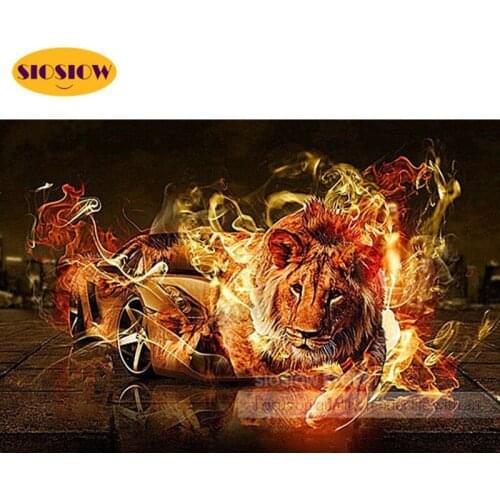 SIOSIOW New Arrivals 5d Diamond Painting Kits Animals Cross Stitch Diamond Embroidery Lion Rhnestones Art Handicraft Home Decor
