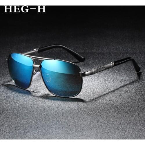 HEG-H Luxury Square Polarized Sunglasses Mens Driving Shades Male Sun Glasses Vintage Travel Fishing Classic Sun Glasses UV400