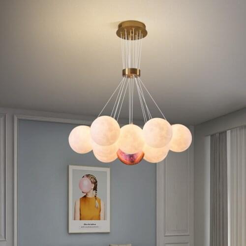 Modern LED Frosted Glass Ball Chandelier Mid Century Lamp Gold G9 Bubble Chandelier for Dining Room Living Room Decoration