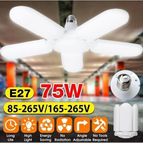 Super Bright Industrial Lighting 60W 75W E27 Led Fan Garage Light 4800LM 85-265V 2835 Led High Bay Industrial Lamp for workshop