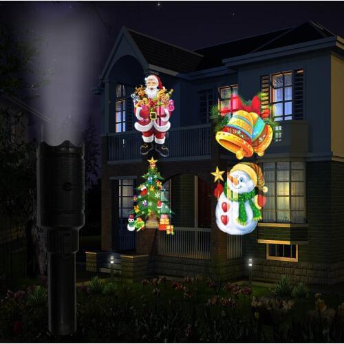 LED Projector Light Rechargeable Flashlight With Card Laser Lamps LED Stage Light For Christmas Birthday outdoor decorate Light