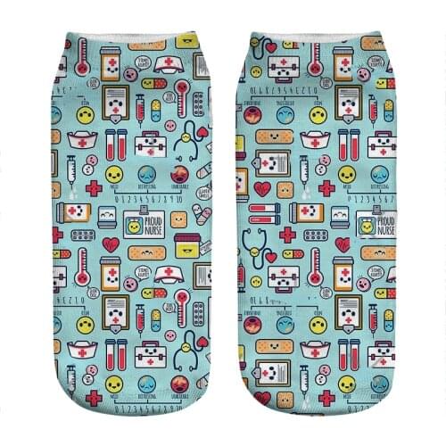 Womens socks kawaii Proud To Be a Nurse blue Printed Socks Woman harajuku Happy Funny Novelty cute girl gift Socks for women