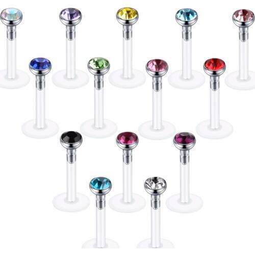 14pcs/lot Bioplast Tragus Piercing Lip Piercings Labret Ring Cartilage Tragus Ear Studs lip Piercing Rings Body Piercing Jewelry