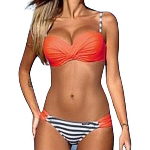 Women Bandeau Bikinis Push Up Swimsuit Two Piece Swimwear Sexy Summer Plus Size Bikini Set Bathing Suit Beachwear S~2XL
