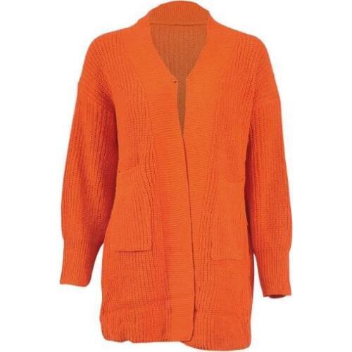 Autumn Fashion Women Sweater Knit Pocket Puff Sleeve Cardigan Oversized One Size Sweaters Pure Color Long Sweater 2019 New