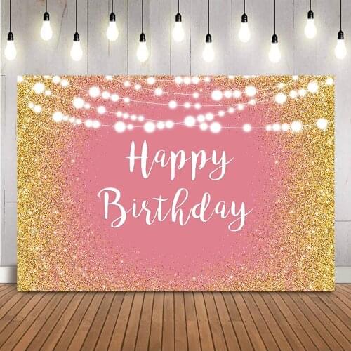 Gold Glitter Dots Birthday Backdrop Shining Dots Happy Birthday Photo Background Photocall Gold Womens Birthday Party Decoration