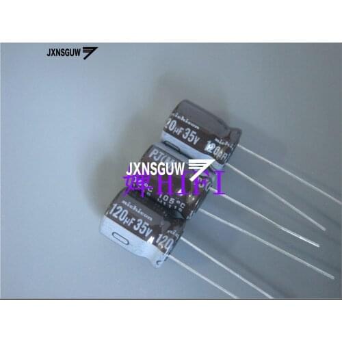 20PCS NICHICON PJ 35V120UF 10X12.5MM 120UF 35V original audio Aluminum electrolytic capacitor 105 degrees 120uF/35V