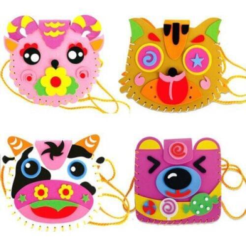 3D EVA DIY Hand pack Cartoon Animal Puzzle Stickers Hand-stitched Learning Education action Toys Kids gift wholesale GWOLVES