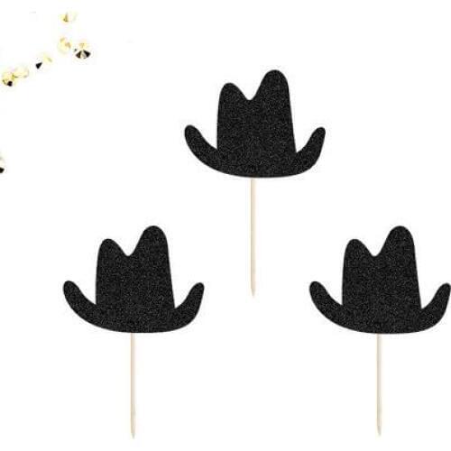 Glitter Cowboy Hat western birthday wedding cupcake toppers New Year party cake decoration doughnut food toothpicks