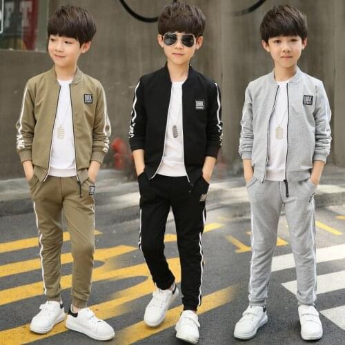 Children Boys Tops & Pants Casual Boys Clothing Set Navy Long Sleeve Pullover Solid Sports Tracksuit Spring Autumn Kids Clothes