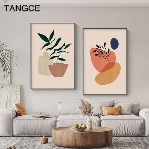 Modern Abstract Leaf Plant Flower Poster Print Colorful Canvas Painting Wall Art Wall Pictures for Living Room Nordic Home Decor