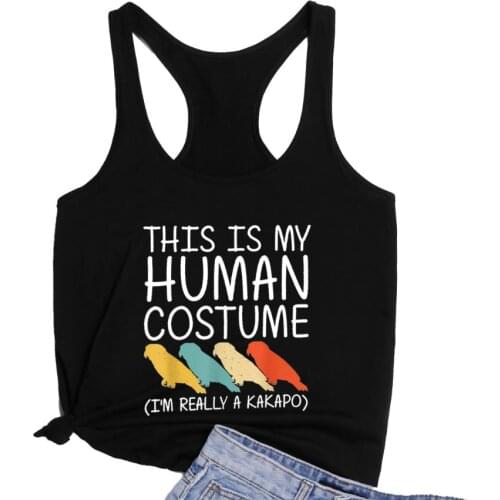 Colorful Parrot Loose Racerback Vest THIS IS HUMAN COSTUME Harajuku style Tanks Womens Running Gym Tank top srop shipping