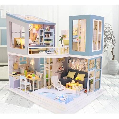 Miniature Model DIY Doll Puppet House Wooden Small Furniture Apartment Attic Handmade Set Adult And Children Birthday Toy Gifts