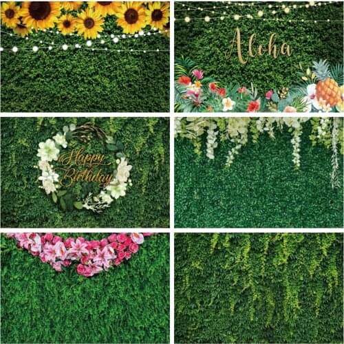 Summer Tropical Jungle Green Leaves Backdrop Grass FlowerNewborn Baby Birthday Party Wedding Vinyl Photography Background Prop
