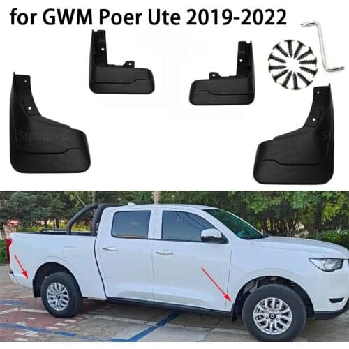 Molded Mud Flaps For For GWM Pao Poer Ute 4x4 2019-2022 Mudflaps Splash Guards Mud Flap Front Rear Mudguards Fender Accessories