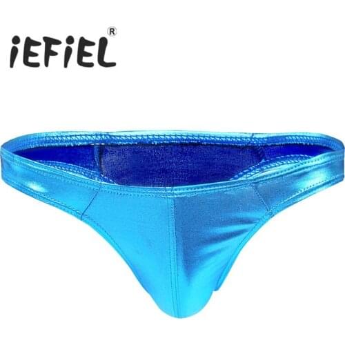 New Arrival Fashion Mens Male Lingerie Sissy Shiny Patent Leather Thong Underwear Triangle Panties Sexy G-string Underpants