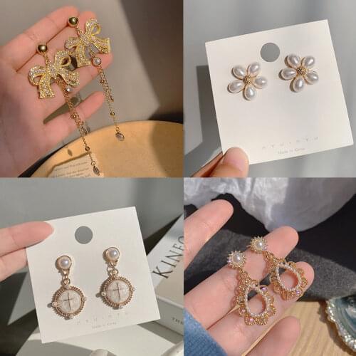 New style ladies earrings French earrings needle retro temperament long tassel pearl earrings AAA Quality