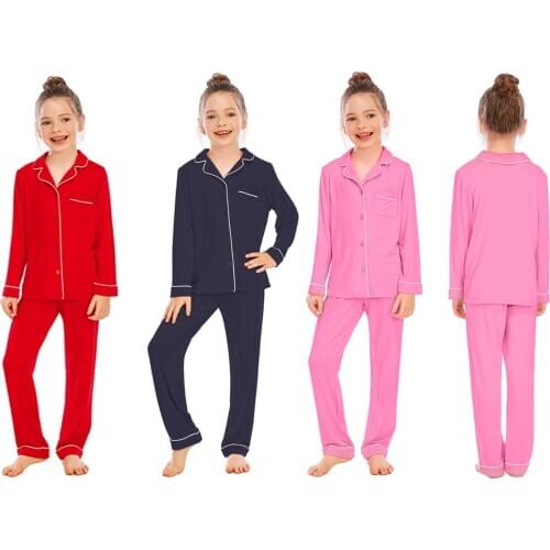 Autumn Winter Girls Pajamas Set Classic Loose Children Homewear Outfit Long Sleeve Tops Pants Kids Sleepwear Boys Pyjamas Suit