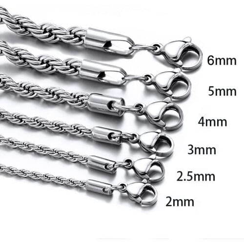 Temperament Fashion Cube Rope Chain Classic Stainless Steel Necklace For Men Jewelry Gift Never Fade