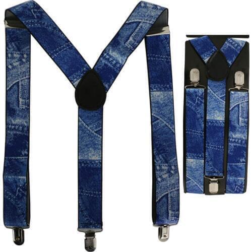 New Cowboy Blue Male Suspenders Fashion Braces Adult 3 Clips Belt Strap Elastic Straps for Jane Pants Bretels Mannen Adjustable