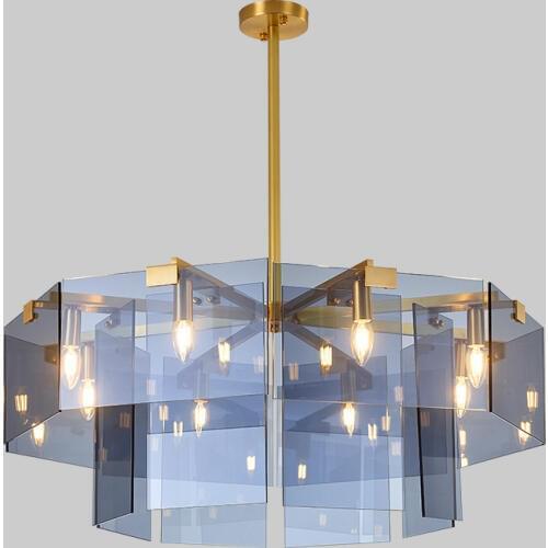 Postmodern luxury LED chandelier lighting Blue glass hanging lamp Nordic living room restaurant fixtures bedroom luminaires