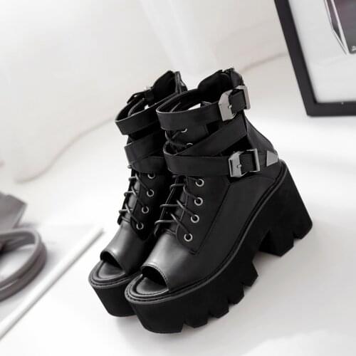 European And American Casual Platform Ladies Martin Boots Spring And Autumn Fashion Zipper Short Tube High Heels Fish Mouth Shoe