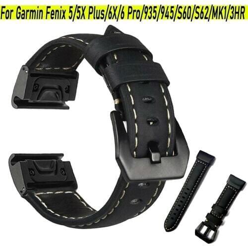 Leather Band Watchband Strap For Garmin Fenix 5/5X/5S Plus/6/6X/6S Pro Smart Bracelet 20 22 26mm Quick Fit Accessories Wristband