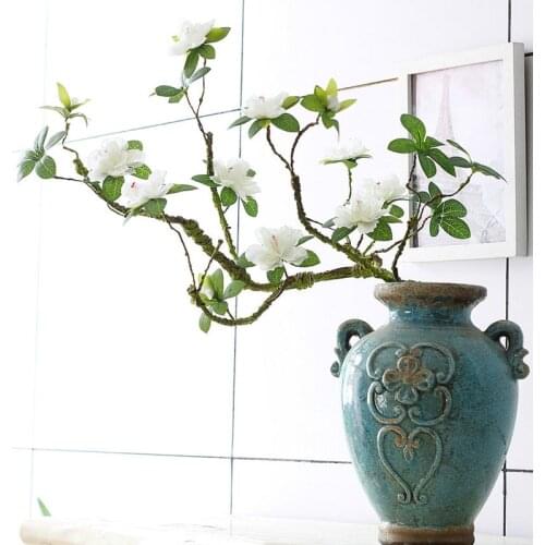 Luxury Long large white Azalea branch, easy to shape Artificial flowers with fake leaves silk+foam flores for home wedding decor