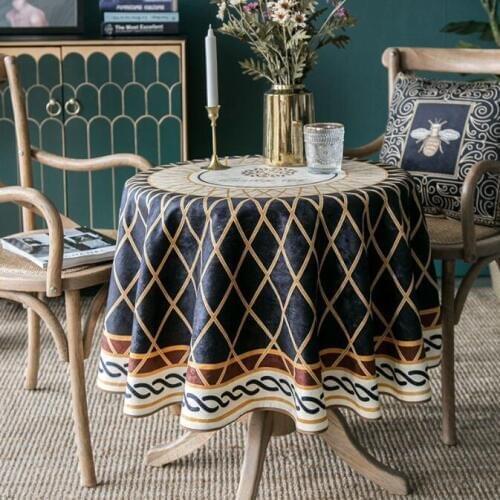 Luxury Round Table Cloth Table Cover Cotton Velvet American Retro Tablecloth Nordic Tea Coffee Tablecloths Home Kitchen Decor