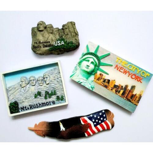 Handmade US President Mount Rushmore Flag Feather 3D Fridge Magnets Tourism Souvenirs Collect Refrigerator Magnetic Stickers