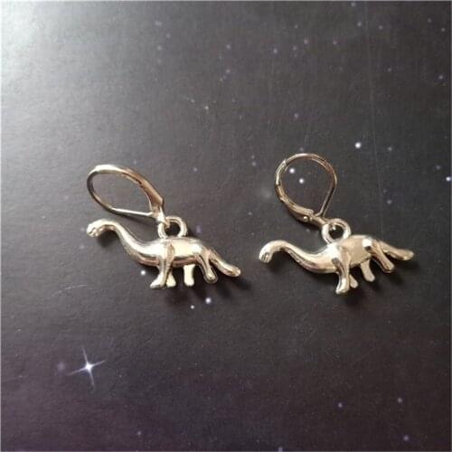 Dinosaur Leverback Earrings, Clip Earrings, Brontosaurus Dangle Leverback Earrings, Geek Jewellery Quirky Earrings