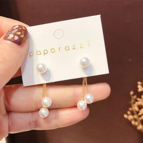 Korean Design Long Drop Earrings Cute Tassel Irregular Circle Teardrop Simulated Pearl Earrings For Women Girl Gift