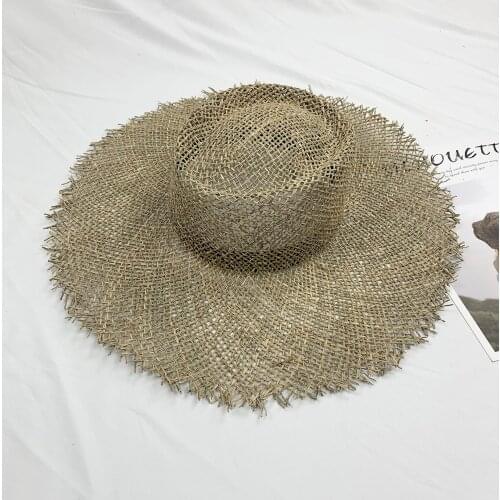 Natural Grasses Fashion 2021 Summer Hat Women Straw Beach Visor Protection Sun Hats Wide Brim Sunhat Chapeau Femme