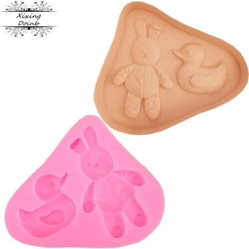 Cartoon rabbit duck shape silicone mold Kitchen Baking tools cake decoration mold fudge Chocolate Mold