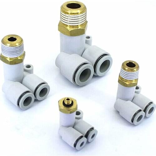 External screw offset tee L tee joint KQ2LU/KB2LU04-M5 one in two out variable diameter quick insert bend pneumatic joint Q317