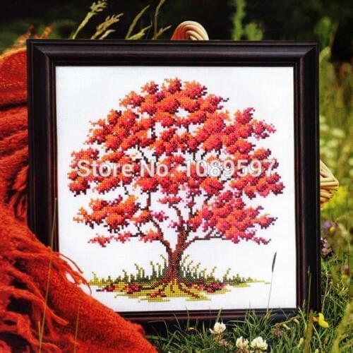 Fishxx Cross-Stitch Col149-2 [Red maple] scenerycotton thread and cloth , water-soluble,100% accurate,11CT,embroidery