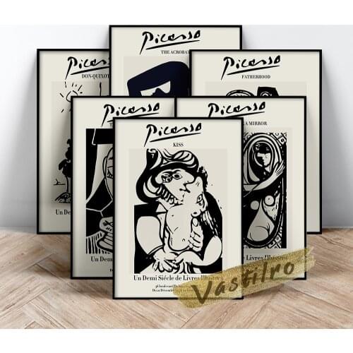 Pablo Picasso Exhibition Poster, Picasso Abstract Figure Portrait Painting, Don Quixote Prints, Girl Before A Mirror Wall Art