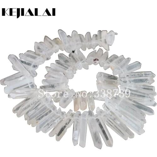 DIY Jewelry Clearly Raw Quartz Long Point Pendants Rock Crystal Quartz Top Drilled Stick Beads Natural Druzy Quartz Spike Beads