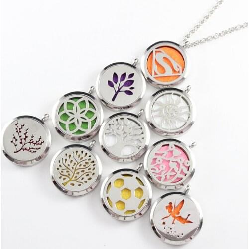 1PC 30MM Stainless Steel Aromatherapy Diffuser Necklace Perfume Locket Pendant Essential Oil Scent Locket Necklace For Women