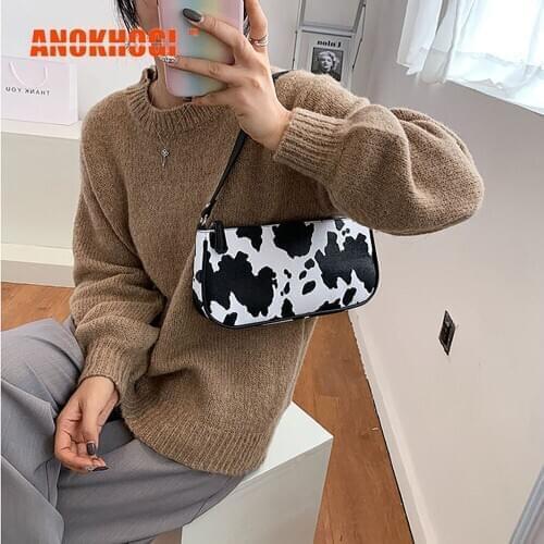 ANOKHOGI Snake Pattern French Style Underarms Retro Zebra Print Shoulder Bag Female Personality Handbag zx198