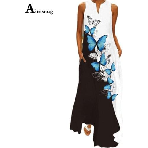 2021 Summer Ladies Elegant Long Maxi Dress Patchwork Butterflies Sleeveless Boho Dresses Plus Size 5xl Women Casual Loose Dress